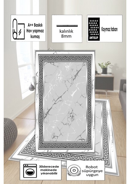 Kaymaz Taban Yıkanabilir Dijital Baskılı Halı Yolluk Mutfak Halısı