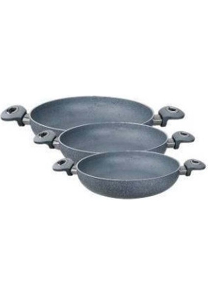 3'lü Renkli Granit Tava Seti, Dayanıklı ve Şık Mutfak Gereçleri