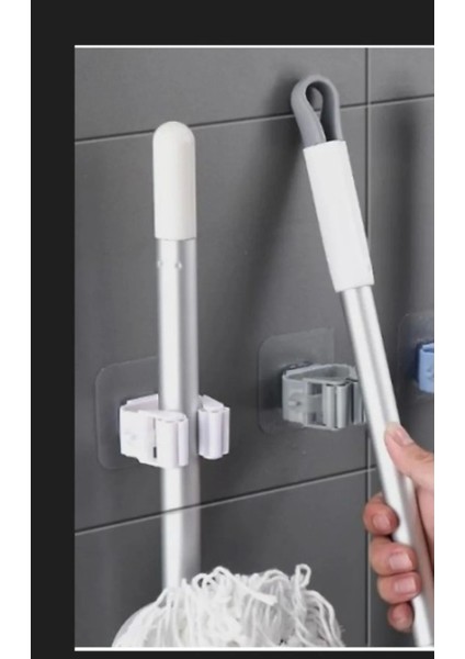 3'lü Süpürge ve Paspas Tutucu, Duvar Askısı, Pratik ve Şık Tasarım