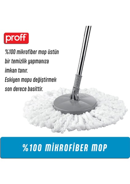 2'li Yedek Mop Seti, Beyaz, Temizlik Için Uygun modelleri