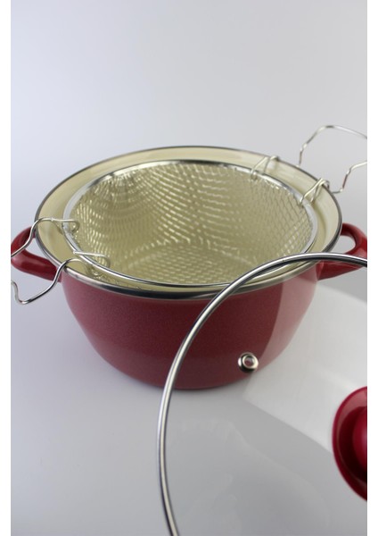 Kırmızı Emaye 22CM 3,90L Kızartma Tenceresi ve Fritöz fiyatları