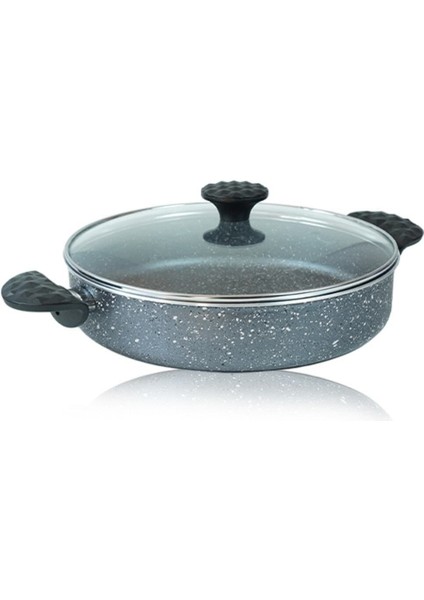 Gri Granit Basık Tencere Ela No:28, Dayanıklı ve Şık Mutfak Gereçleri