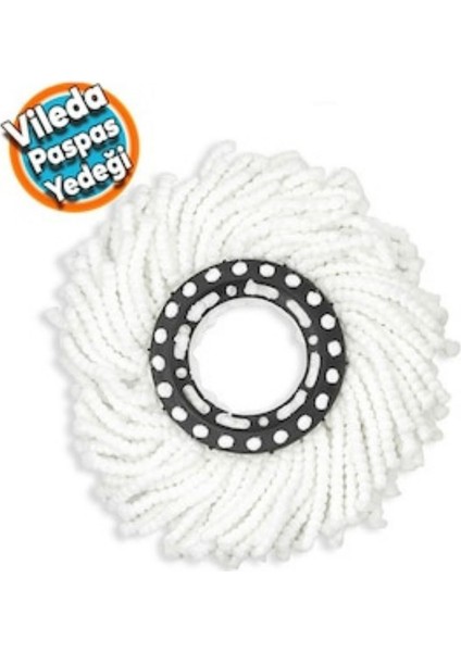 Yuvarlak Mop Başlığı Beyaz, Yedek 1 Adet, Temizlik Kolaylığı Sağlar