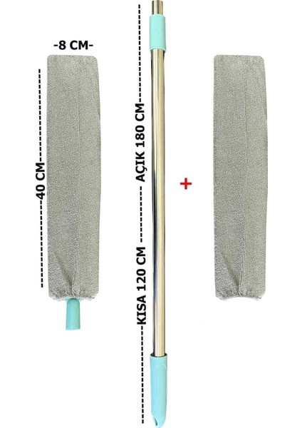 Yedek Bez Hediyeli Köşe Bucak Toz Mopu, Dar ve Zorlu Alanlar Için Ideal Çözüm