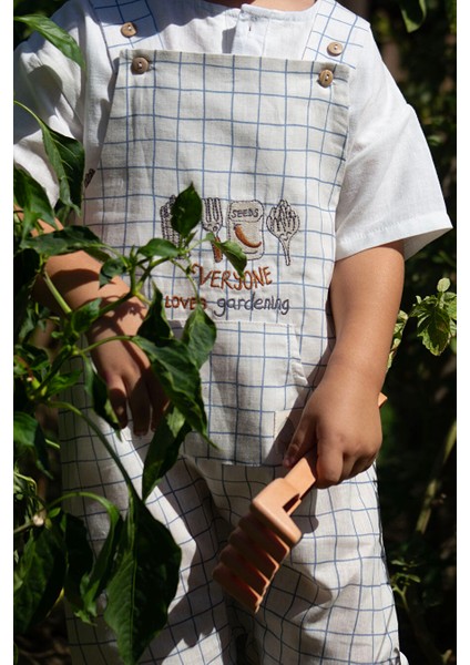 Organik Wide Checked 'everyone Loves Gardening' Salopet