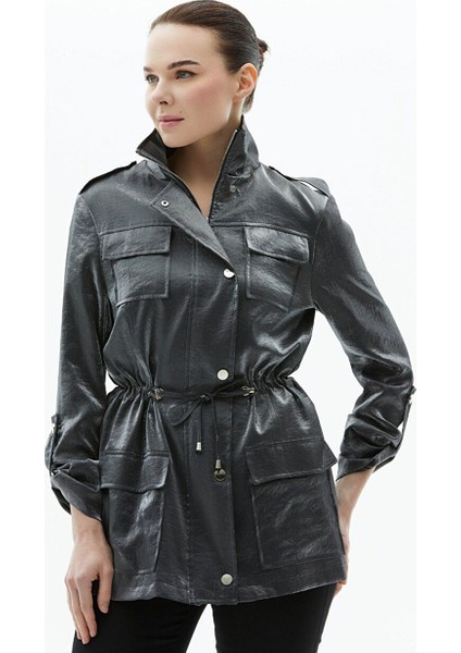 Gri Kadın Trençkot 23YSL9249 modelleri