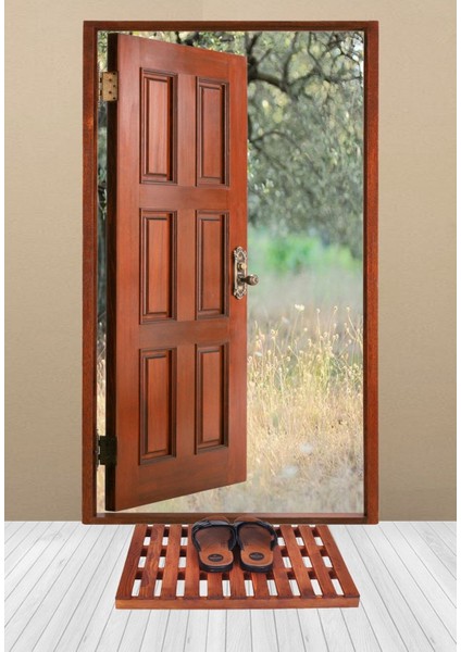Ahşap Kapı Önü ve Banyo Paspası Seti, Şık ve Kullanışlı Ev Dekoru fiyatları