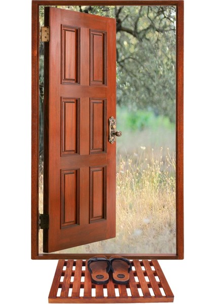 Ahşap Kapı Önü ve Banyo Paspası Seti, Şık ve Kullanışlı Ev Dekoru fırsatları