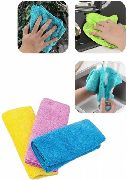 Yüksek Kaliteli Çok Amaçlı Mikrofiber Temizlik Bezi 3'lü Set