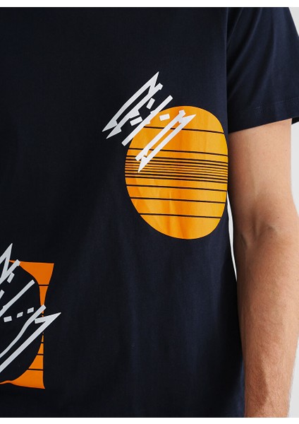 O Yaka Düz Lacivert Erkek T-Shirt Dıog indirimleri