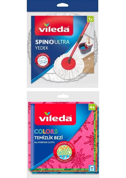 Renkli 4'lü Mutfak Bezi ve Yedek Mop Seti, Temizlik Için Pratik ve Renkli Seçenekler