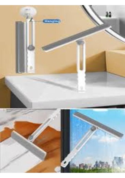 Katlanabilir 180° Dönebilinen Silikon Kazıyıcı, Cam, Pencere ve Ayna Temizliği.