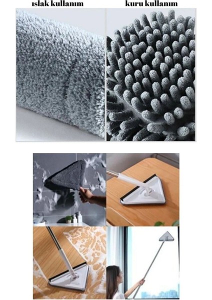 Çift Bezli Üçgen Mop ve Teleskopik Toz Alma Aparatı Seti fırsatları