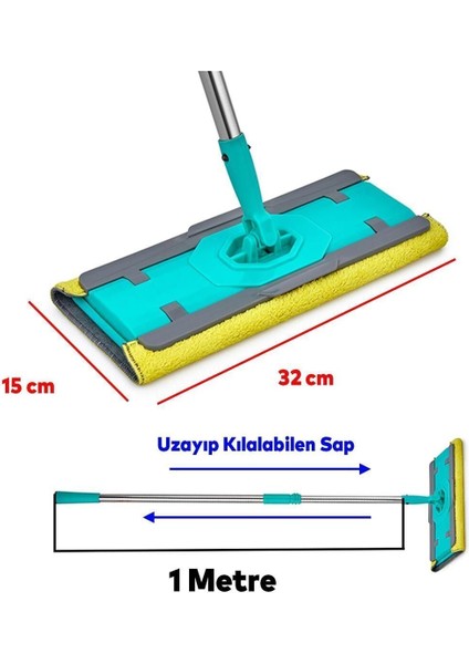 Döner Saplı Mikrofiber Yüzey Temizleme Mop, Uzayabilen ve Değiştirilebilir Uzunluk fiyatları