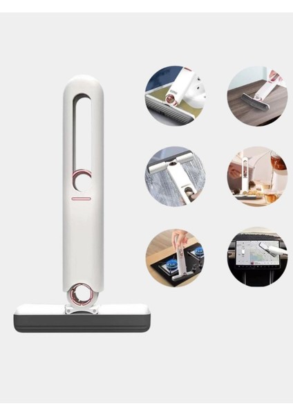 Mini Taşınabilir Çok Amaçlı Kendinden Sıkmalı Temizlik Mop, Kullanışlı ve Şık Beyaz Renkli