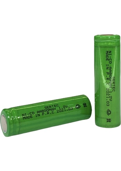 1.2V 800 Mah - Aa - Ni-Cd Şarjlı Pil - Başsız / Flat Head