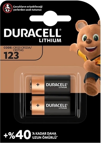Duracell CR123A 3V Lityum Pil 2li Paket (5047)