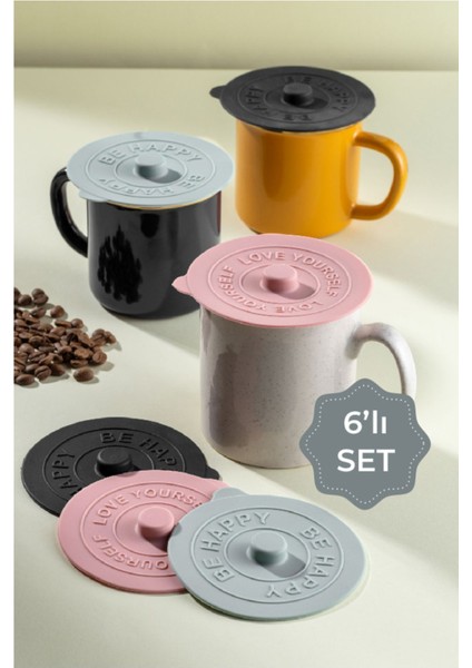 6 Adet Renkli Silikon Isı Koruyucu Bardak Kapağı Seti