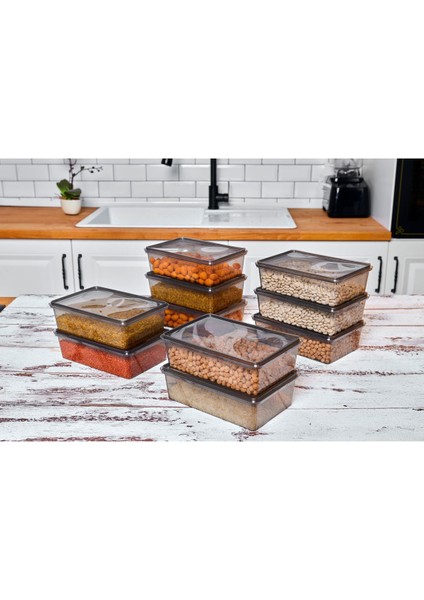 10 Adet Gri Kaplı Mikrodalga Uygun Saklama Kabı, 1 Litre, 19X13X6 cm modelleri