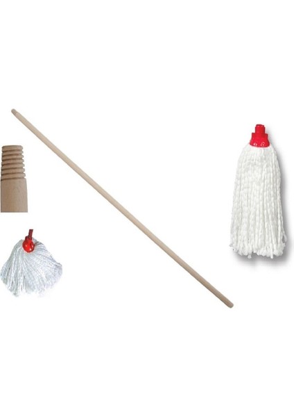 Balkon Temizlik Seti, Ahşap Sap, Mikrofiber Başlık, Kolay ve Hızlı Temizlik