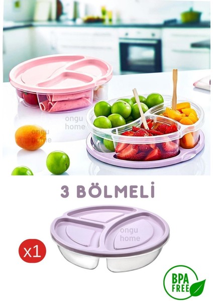 Pratik 3 Bölmeli Renkli Taşınabilir Beslenme Kutusu