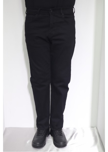 Fistan Store Erkek Siyah Yüksek Bel Rahat Kesim Boru Paça Jean Pantolon