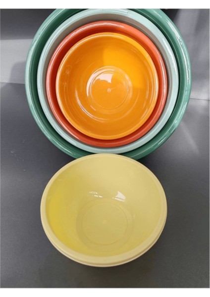 Renkli 5'li Yuvarlak Çok Amaçlı Saklama ve Karıştırma Kabı Seti