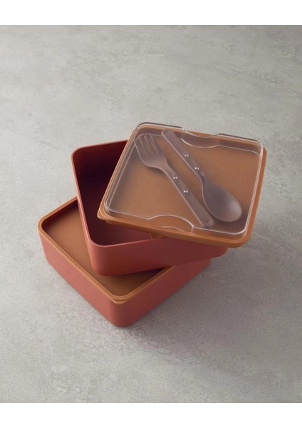 Turuncu 2 Katlı Plastik Lunch Box 720 ml + 720 Ml, Pratik ve Şık Tasarım fiyatları