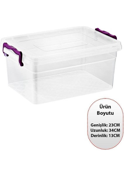 Şeffaf 7,5 Lt Kapaklı, Yer Tasarruflu, Kollu Gıda Saklama Kutusu