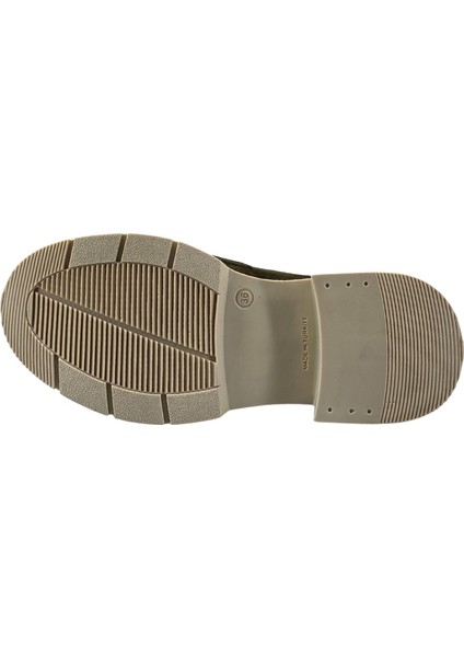 257003 Hakiki Deri Loafer Kadın Ayakkabı Tokalı Fırfırlı