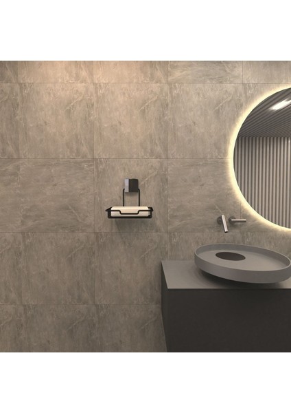 Pratik Siyah Yapıştırmalı Metal Banyo Sabunluk, Vida ve Deliksiz Montaj fiyatları
