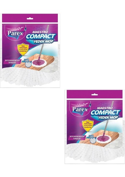 Çift Yedek Mop Seti, Pratik Temizlik Çözümü, Hafif ve Kullanışlı Paket