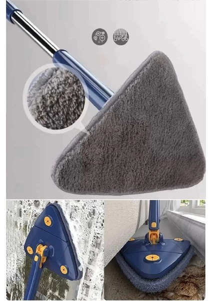 Üçgen Sıkmalı Mop Seti Yedek Bezli, Pratik ve Temizliğe Uygun Rahat Kullanım