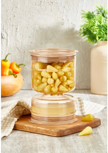 1250 ml Metalik Peynir ve Turşu Kabı, Şık ve Kullanışlı Mutfak Saklama Çözümü