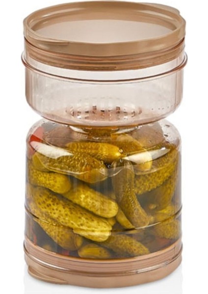 1250 ml Metalik Peynir ve Turşu Kabı, Şık ve Kullanışlı Mutfak Saklama Çözümü fırsatları