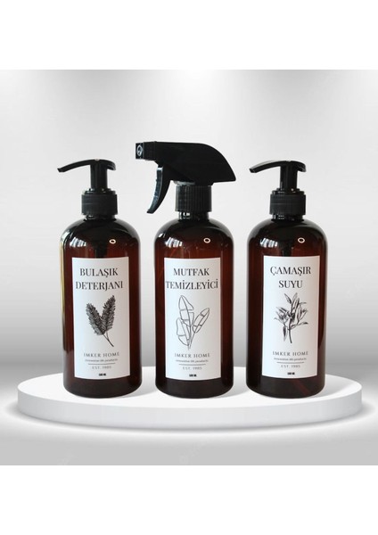 Kahverengi Pompalı Mutfak ve Çamaşır Temizleyici Şişesi 500ML, Pratik Kullanım