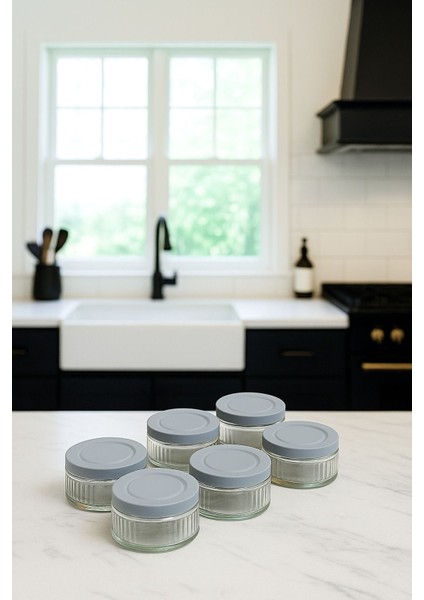 Altı Parça Hava Geçirmez Cam Saklama Kabı Seti, 140 Cc, Gri Kapak, Çok Amaçlı fiyatları