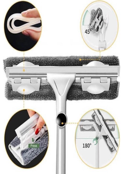 Teleskopik Çift Taraflı Cam Silme Aparatı, Kolay ve Hızlı Temizlik Için fiyatları