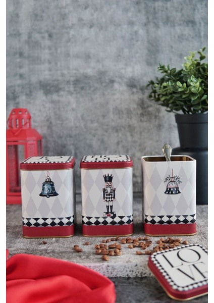 Çok Renkli Kare Metal Saklama Kabı Seti, 8.7X8.7X12.5 Cm, 3'lü