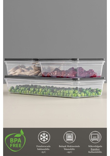 3'lü Mikrodalga Uyumlu Saklama Kabı Seti, Antrasit, Gri, 3 Parça, Pratik ve Şık Tasarım modelleri