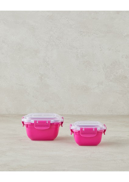 Pembe Plastik Saklama Kabı 575/1075 Ml, Şık ve Pratik Mutfak Gereci