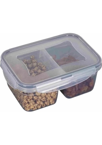 Iki Bölmeli Turuncu Saklama Kabı, 0,45 Lt + 0,45 Lt, Pratik ve Şık Tasarım