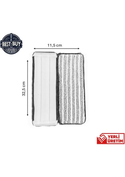 Çift Tırnak Yedek Tablet Mop Bezi, 32,5X11,5 Cm, 2 Adet, Hijyenik Temizlik Sağlar