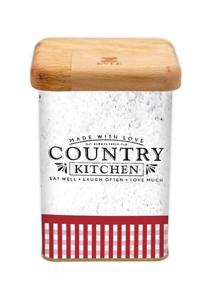 Renkli Ahşap Kapaklı Kare Metal Saklama Kabı, Şık ve Fonksiyonel Tasarım