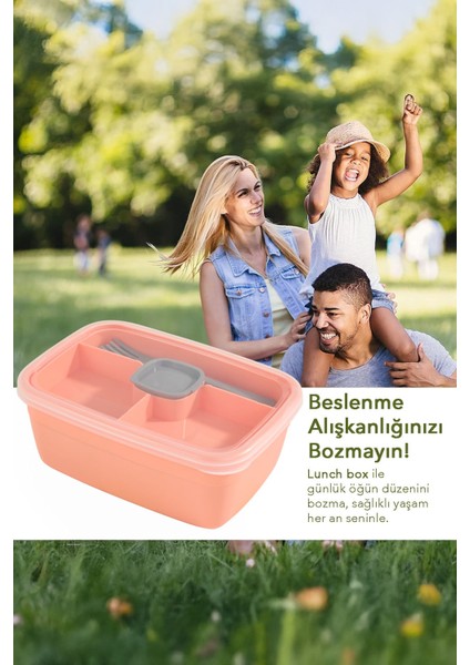 2 Katlı Bölmeli Pembe Beslenme Kabı, Saklama ve Taşıma Için Şık Çocuk Yemeği Kabı