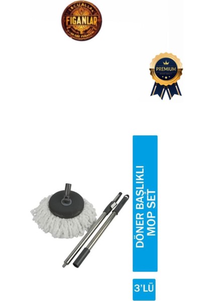 Gri Metal Krom Döner Başlıklı Uzayabilen Püsküllü Paspas Mop Seti fiyatları