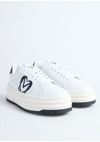 Beyaz-Siyah Kadın Deri Sneaker JA15096G1L fiyatları