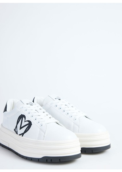 Beyaz-Siyah Kadın Deri Sneaker JA15096G1L indirimleri