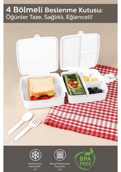 Iki Katlı Bölmeli Çocuk Yemek Kutusu, Taşıma Kabı, Okul Için Ideal, Beyaz modelleri