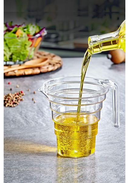 500ML Şeffaf ve Kulplu Ölçü Kabı, Pratik ve Kullanışlı Tasarım